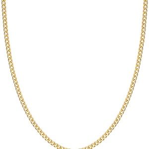 Gold Chain Necklace 14K Gold Plated Curb / Cuban Link Gold Chain Necklace 2MM,